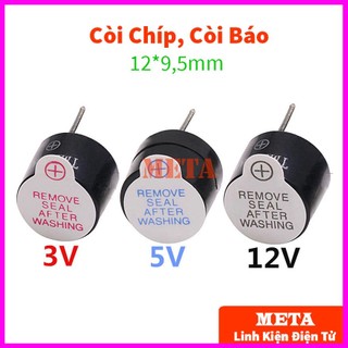 Còi chíp, còi báo 3v 5v 12v kích thước 12*9,5mm - buzzer còi xung