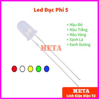 Led đục phi 5 màu đỏ, xanh lá, xanh dương, vàng, trắng 1.5-3v - led đục 5mm, led 5mm, led f5, fed đục f5