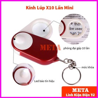 Kính lúp soi linh kiện phóng đại x10 lần có đèn led - Kính lúp móc khóa mini
