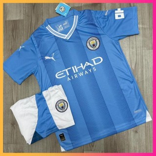 Áo bóng đá clb manchester city, áo đá banh manchester city sân nhà 23/24 - chuẩn mẫu thi đấu - vải polyester gai thái