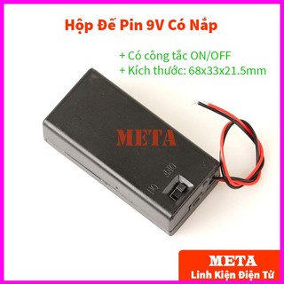 Hộp đế pin 9v có nắp và công tắc on/off