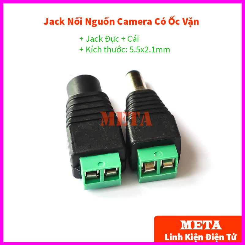 Jack DC Nối Nguồn Đực/Cái 5.5x2.1mm - Jack Nối Nguồn Camera Có Ốc Vặn