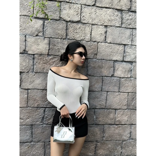 Bodysuit Tay Dài Bẹt Vai Viibodysuit