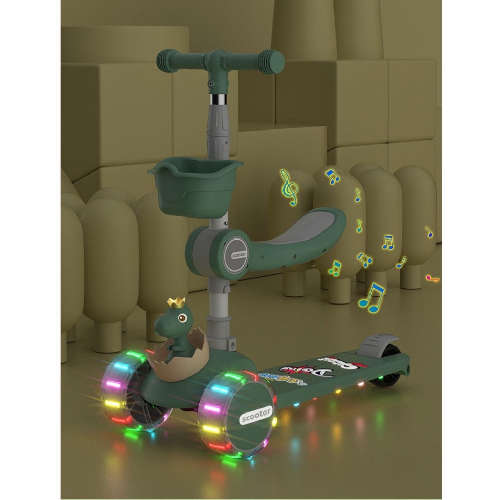 ⭐️XE TRƯỢT SCOTTER KIÊM XE CHÒI CHÂN PHÁT NHẠC CÓ GHẾ NGỒI CHO BÉ.