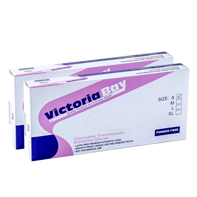 Găng Tay Nilon siêu dai Victoria Bay chất liệu TPE, Bao tay cao su nấu ăn làm bếp rửa bát chống nhăn hộp 100 cái