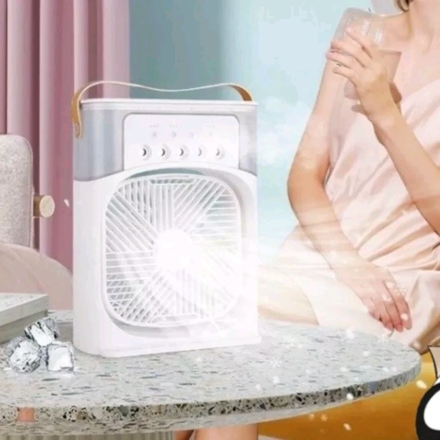 Quạt Điều Hòa Phun Sương Hơi Nước Mini Để Bàn 3 Chế Độ Tích Hợp Led , Quạt Phun Sương Mini
