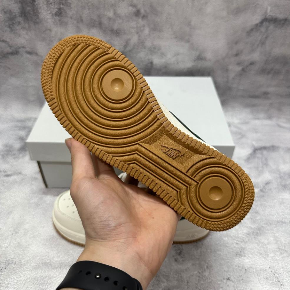 Giày Thể Thao AF1 Low Beige Green Gum Màu Kem Vạch Xanh Đế Vàng Bản SC Chuẩn Đẹp Full Bill Box