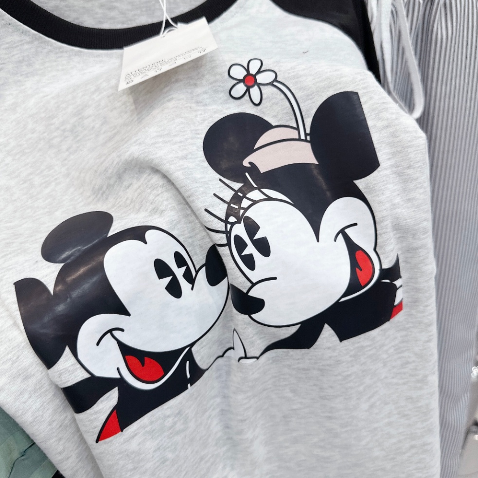 Set Áo Mickey Chất Cotton Tàu, Mix Quần Kẻ Thô Dáng Xuông Siêu Cá Tính