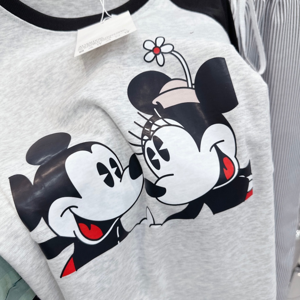 Set Áo Mickey Chất Cotton Tàu, Mix Quần Kẻ Thô Dáng Xuông Siêu Cá Tính