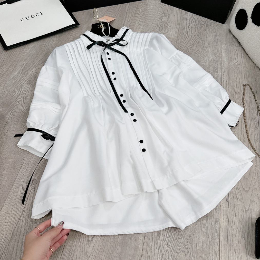 Set Áo Babydoll Viền Dây Nơ Chất Tơ Nhũ, Mix Quần Sooc 2 Lớp Siêu Sịn