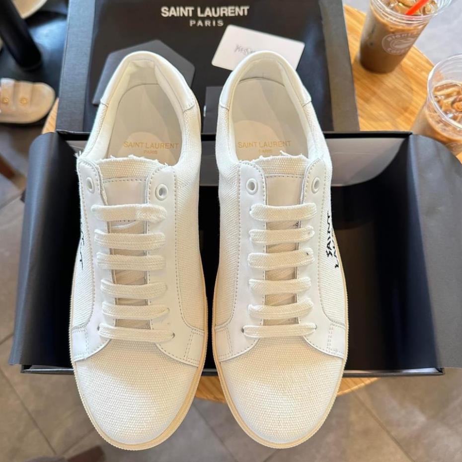 GIÀY thể thao S.aint Lau.rent Court Classic, Giày thể thao YSL màu kem chất lượng cao cấp