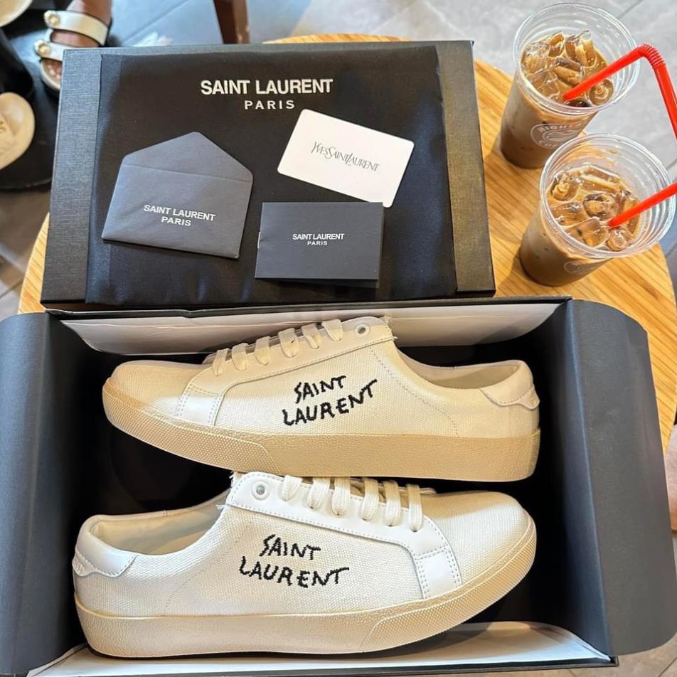 GIÀY thể thao S.aint Lau.rent Court Classic, Giày thể thao YSL màu kem chất lượng cao cấp