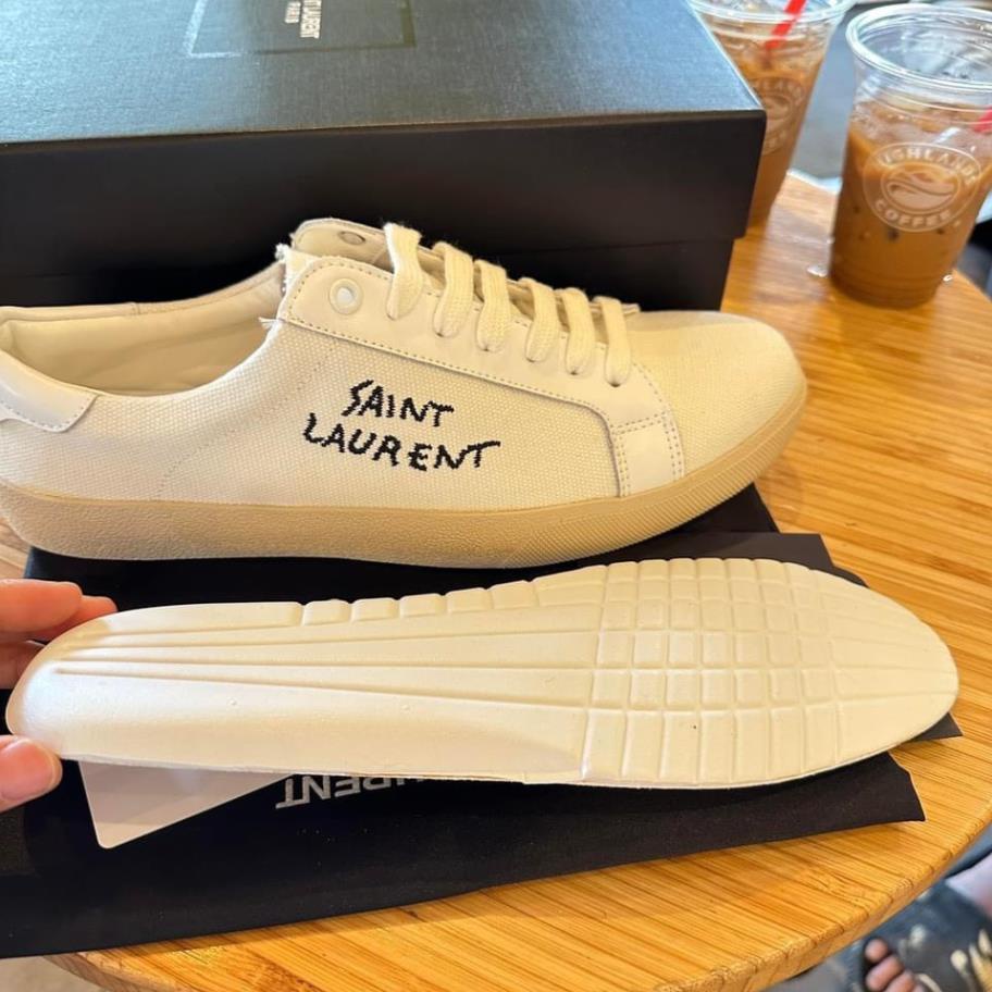 GIÀY thể thao S.aint Lau.rent Court Classic, Giày thể thao YSL màu kem chất lượng cao cấp