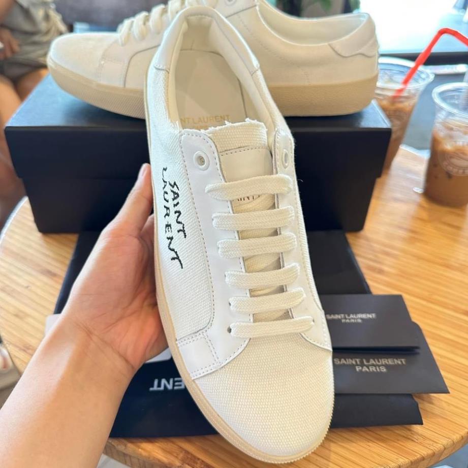 GIÀY thể thao S.aint Lau.rent Court Classic, Giày thể thao YSL màu kem chất lượng cao cấp