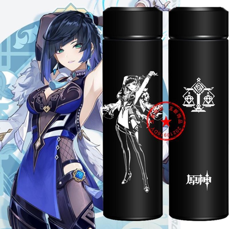 Yuanshen Bình Nước Giữ Nhiệt Thông Minh Bằng Inox In Hình anime Dễ Thương Cho Bé Trai
