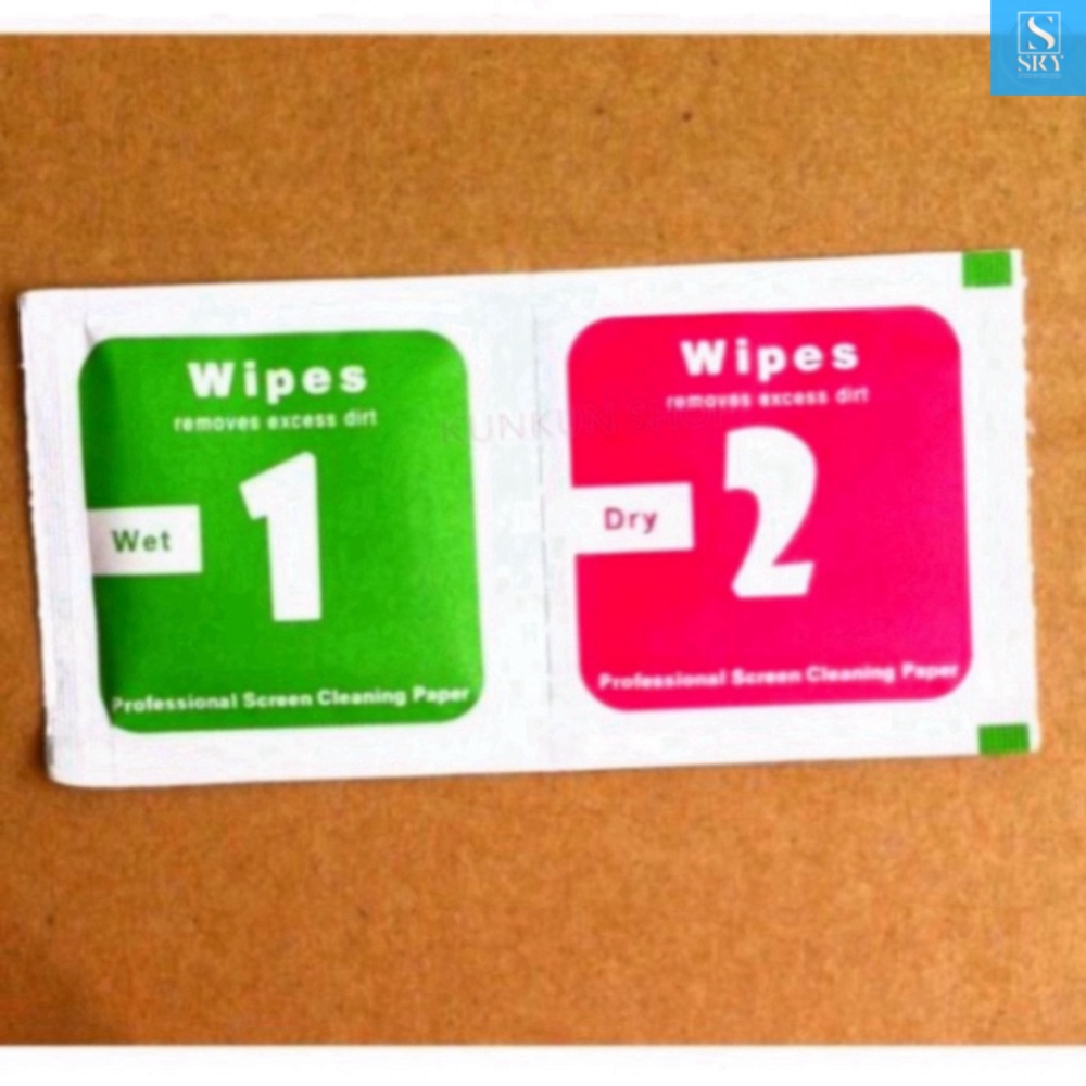 Khăn lau 1 và 2 mếng lau vệ sinh màn hình điện thoại