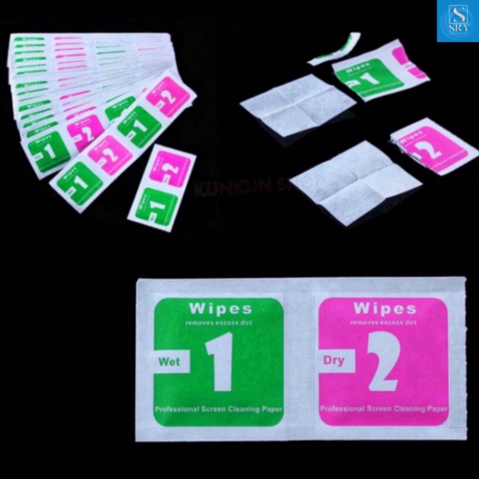 Khăn lau 1 và 2 mếng lau vệ sinh màn hình điện thoại