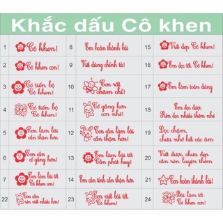 Khắc dấu cô khen, con dấu tiểu học, mẫu giáo freeship freeship