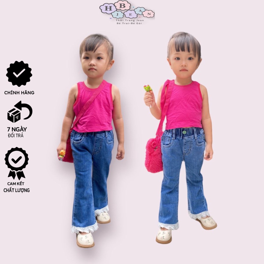 Quần Jeans ống loe Jean HB cho bé gái co giãn 12-27kg.