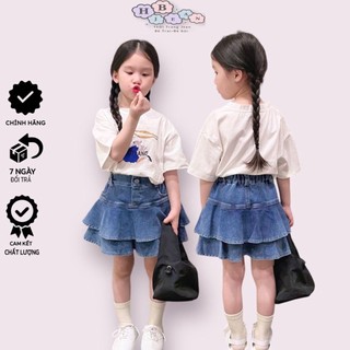 Chân Váy Jean HB Xoè 2 Tầng Co Giãn Cho Bé Gái Từ 10-40Kg