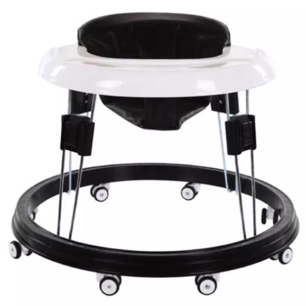 Xe tròn tập đi  cho bé có bàn ăn dặm gấp gọn nót mầu đen xám làm từ nhựa cao cấp