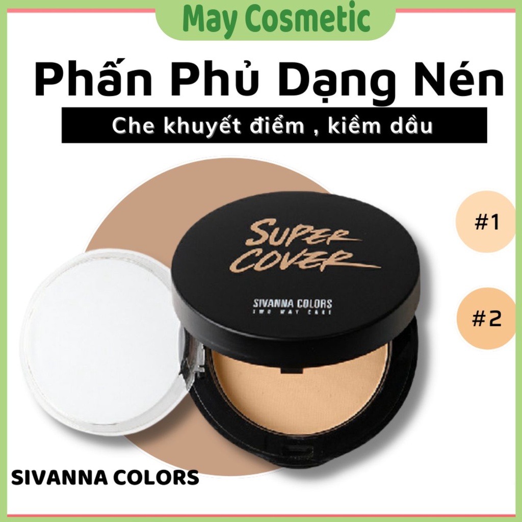 Phấn Phủ Dạng Nén Kiềm Dầu Sivanna Super Cover Two Way Cake HF201