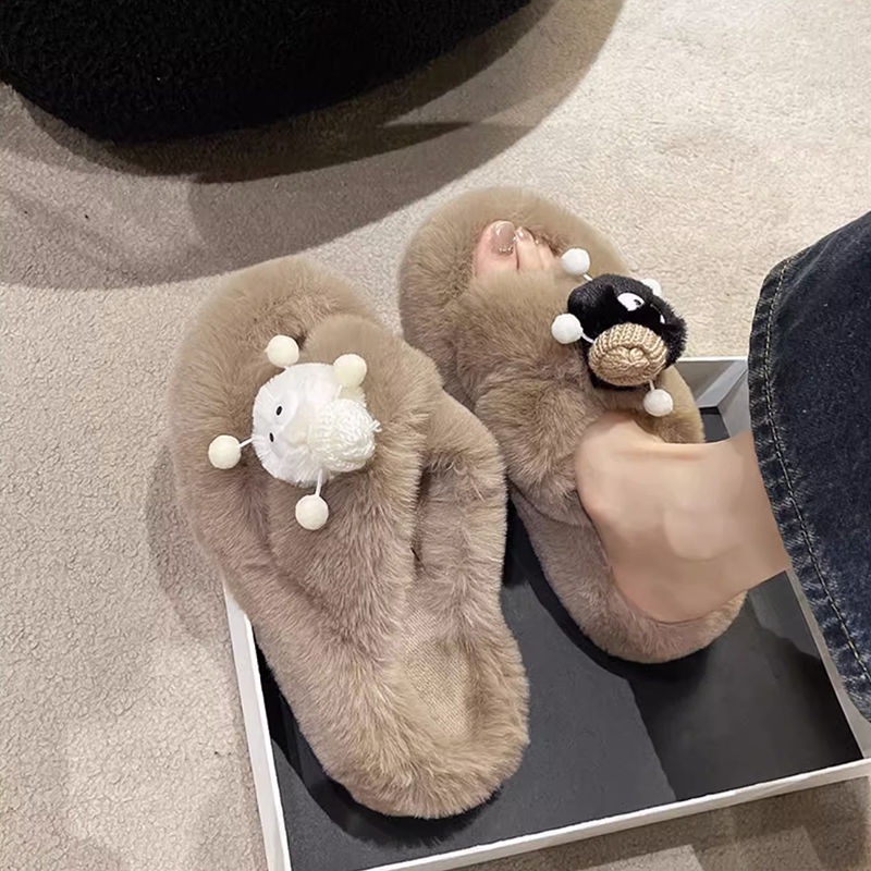 Dép Bông Đi Trong Nhà Dễ Thương Phong Cách Hàn Quốc