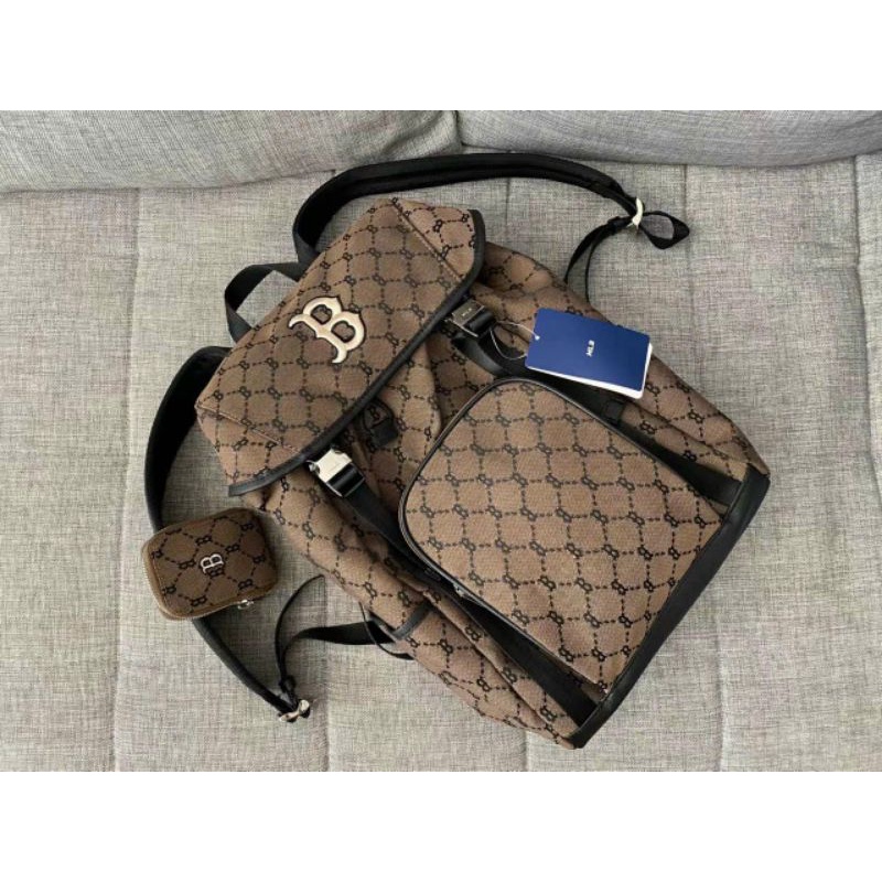 Balo nam nữ ML unisex hai ngăn da chống thấm nước sọc caro