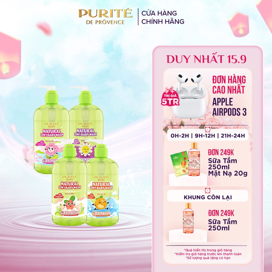 Sữa Tắm Gội Purité Baby Natural 2in1 500ml