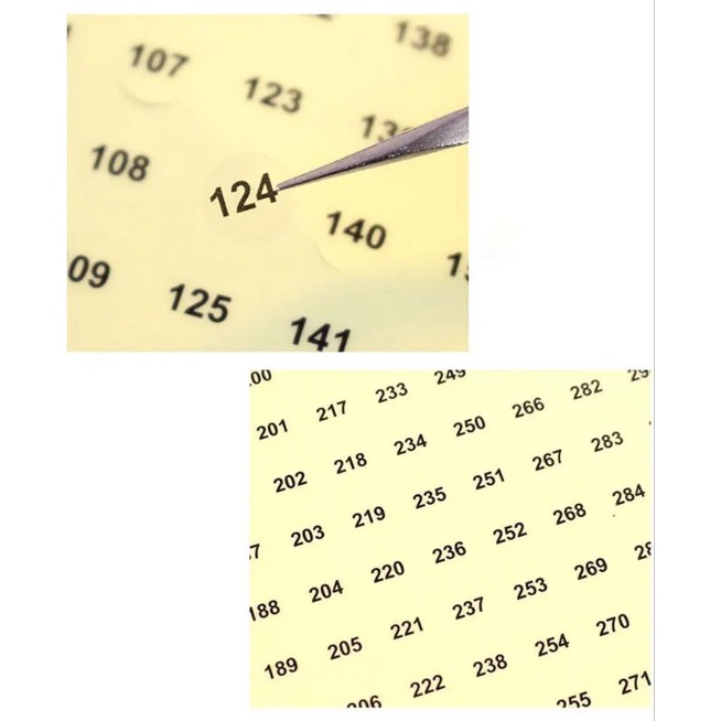 Tem dán số chai sơn Lorossi cao cấp từ số 01 đến 200