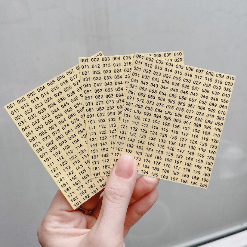 Tem dán số chai sơn Lorossi cao cấp từ số 01 đến 200