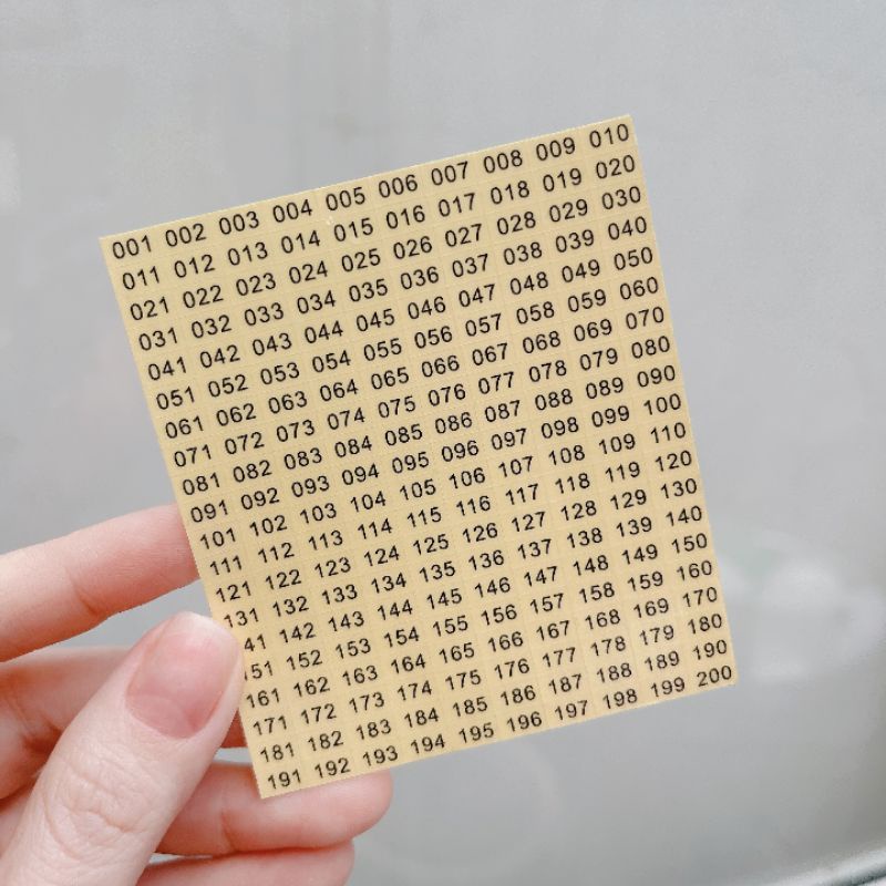 Tem dán số chai sơn Lorossi cao cấp từ số 01 đến 200