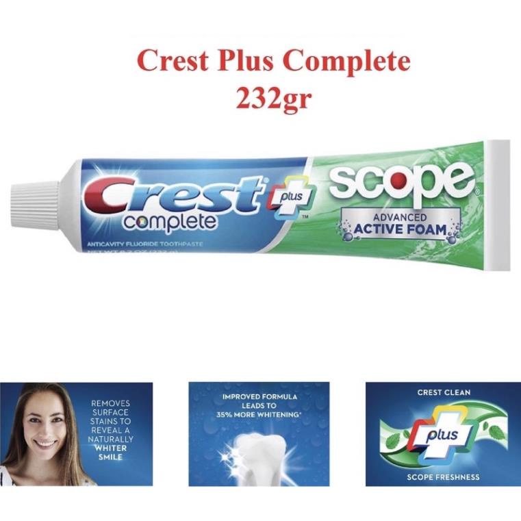 Kem đánh răng CREST COMPLETE EXTRA WHITENING SCOPE 232g Mỹ