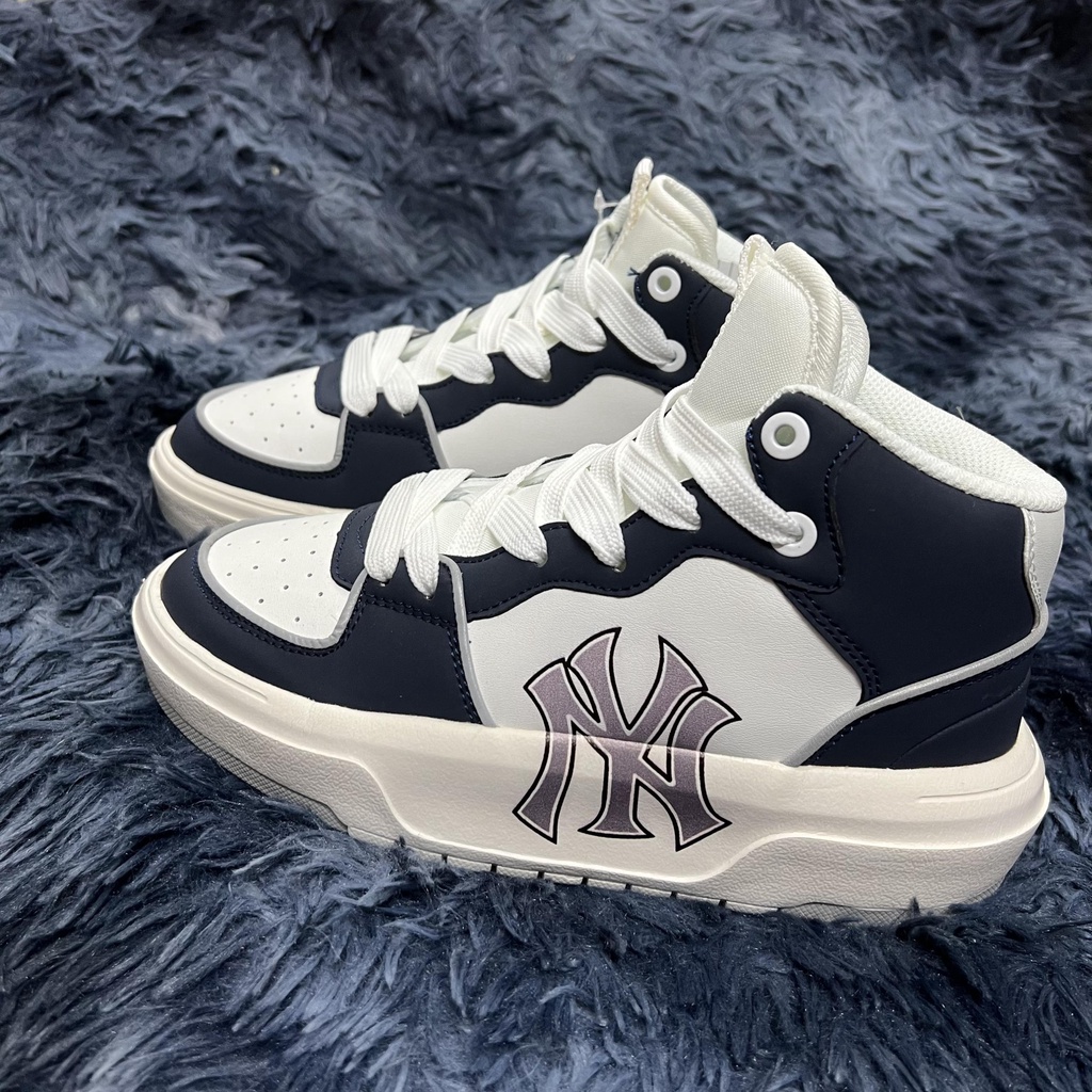 GIÀY MLB CHUNKY LINER HIGH NEW YORK BLUE WHITE, GIÀY MLB NY XANH NAVY CAO CỔ BẢN SC