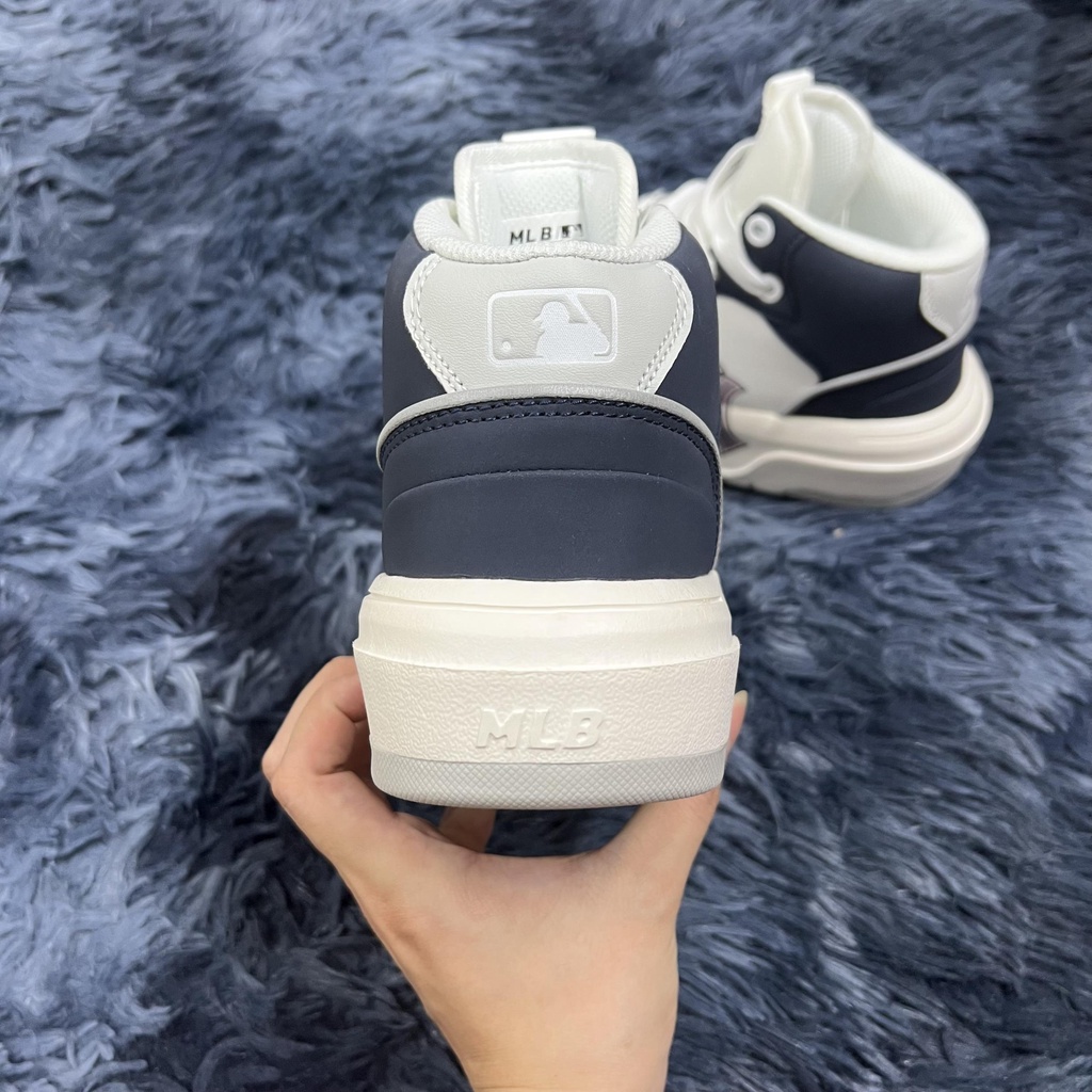 GIÀY MLB CHUNKY LINER HIGH NEW YORK BLUE WHITE, GIÀY MLB NY XANH NAVY CAO CỔ BẢN SC