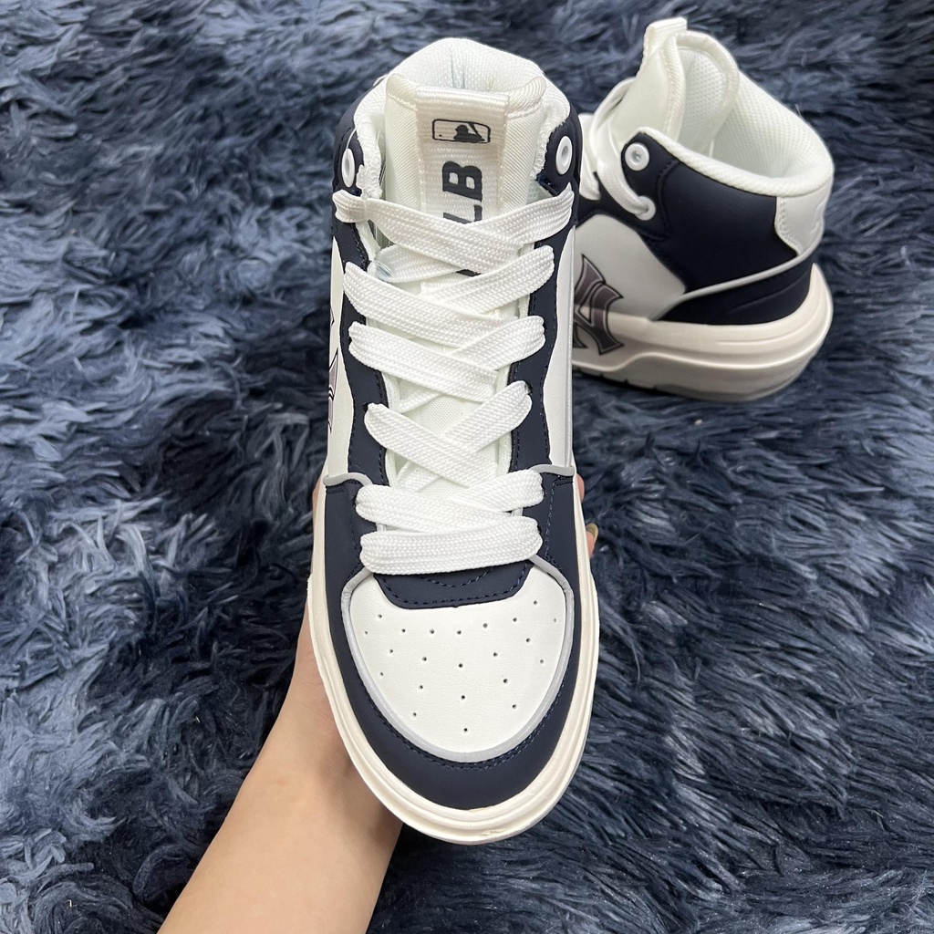 GIÀY MLB CHUNKY LINER HIGH NEW YORK BLUE WHITE, GIÀY MLB NY XANH NAVY CAO CỔ BẢN SC