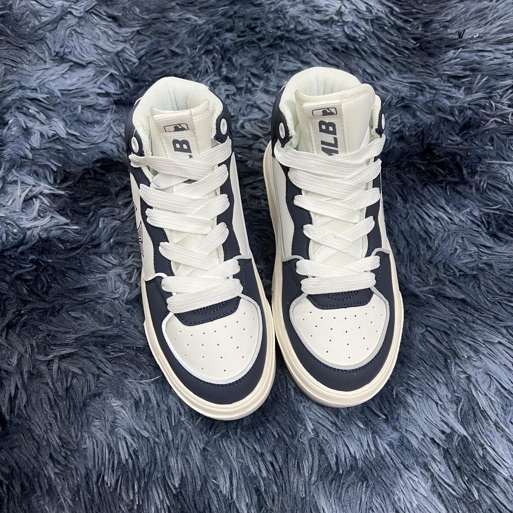 GIÀY MLB CHUNKY LINER HIGH NEW YORK BLUE WHITE, GIÀY MLB NY XANH NAVY CAO CỔ BẢN SC