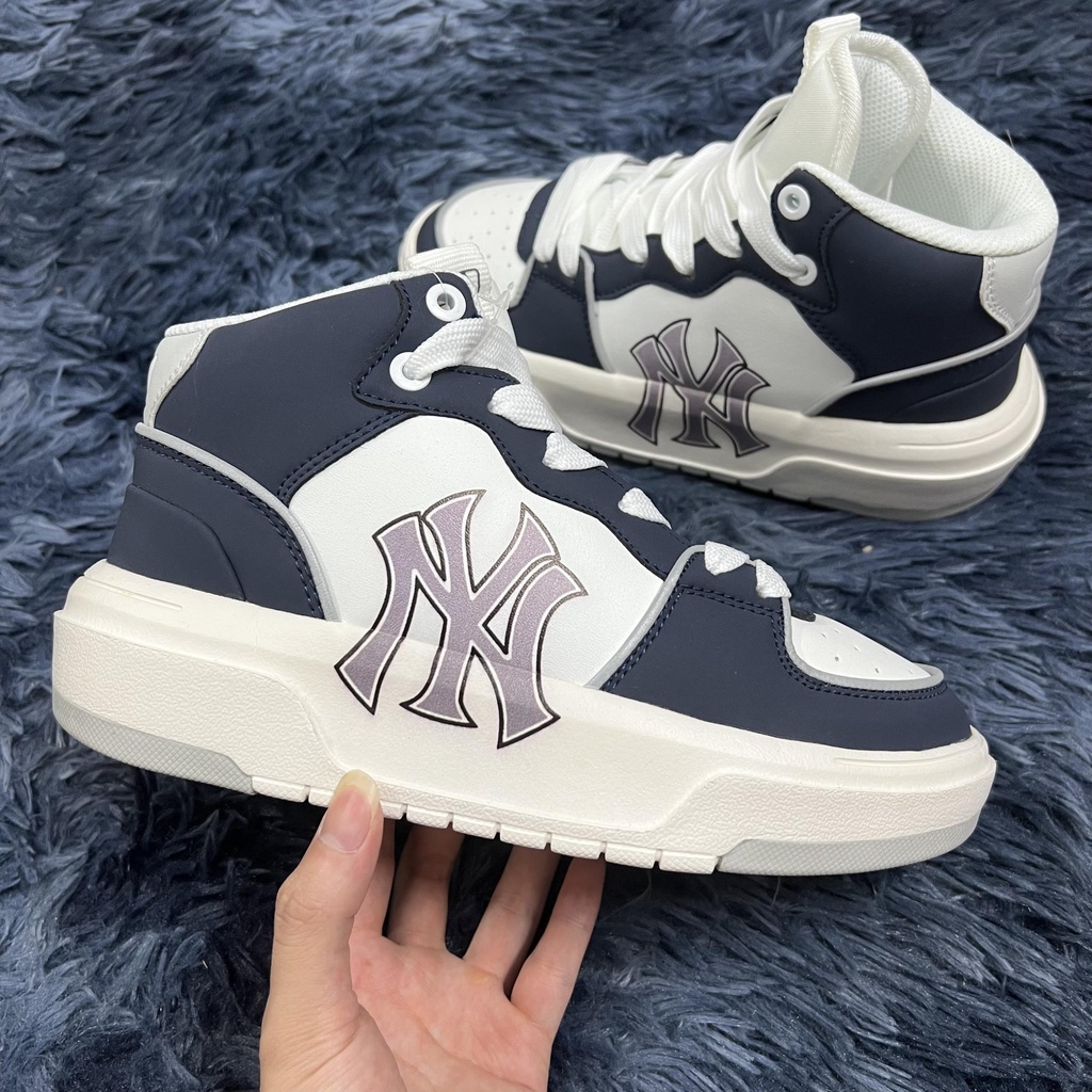GIÀY MLB CHUNKY LINER HIGH NEW YORK BLUE WHITE, GIÀY MLB NY XANH NAVY CAO CỔ BẢN SC