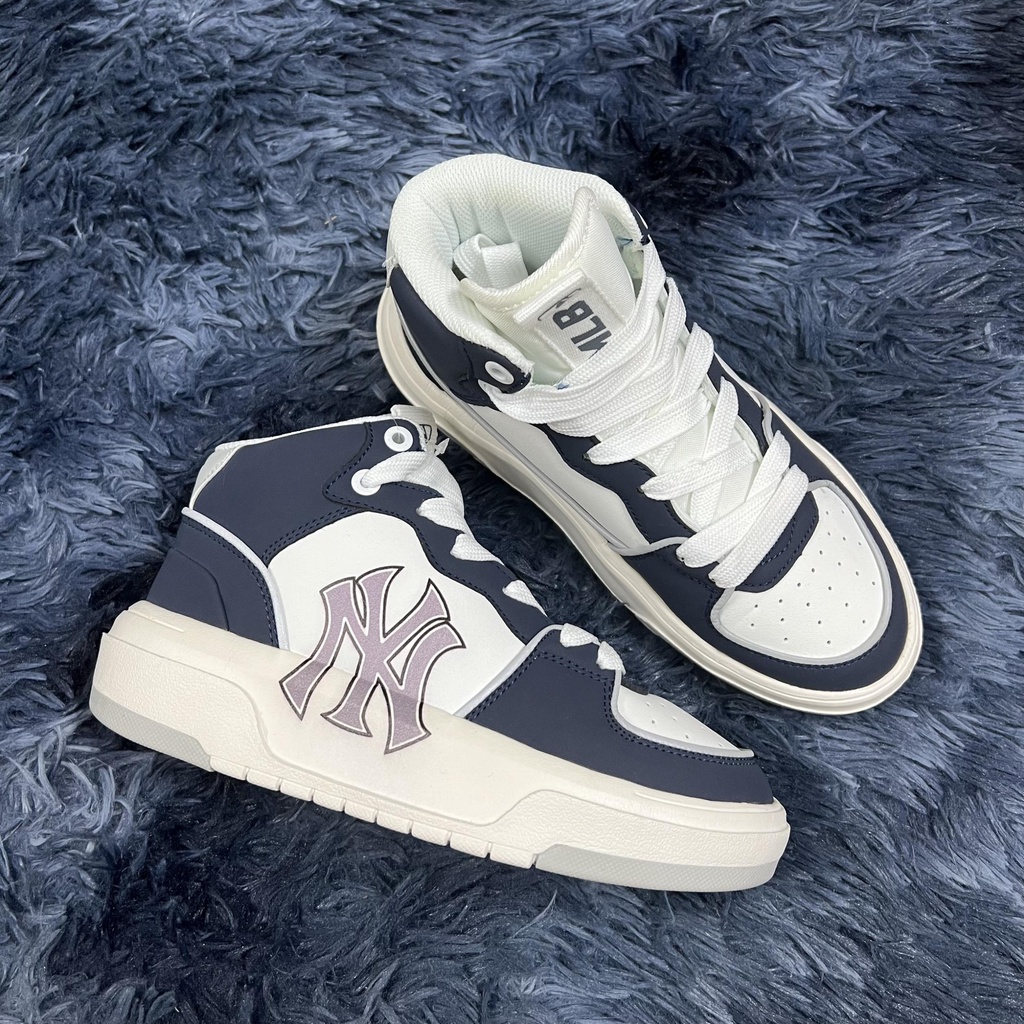 GIÀY MLB CHUNKY LINER HIGH NEW YORK BLUE WHITE, GIÀY MLB NY XANH NAVY CAO CỔ BẢN SC