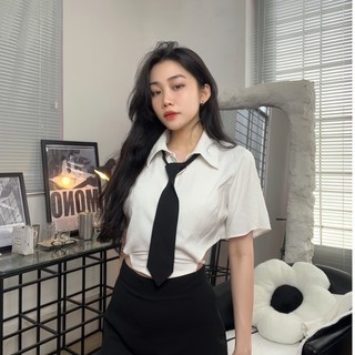 SM4 -  Áo Sơ Mi Kèm Cà Vạt Phong Cách Nữ Sinh Học Đường