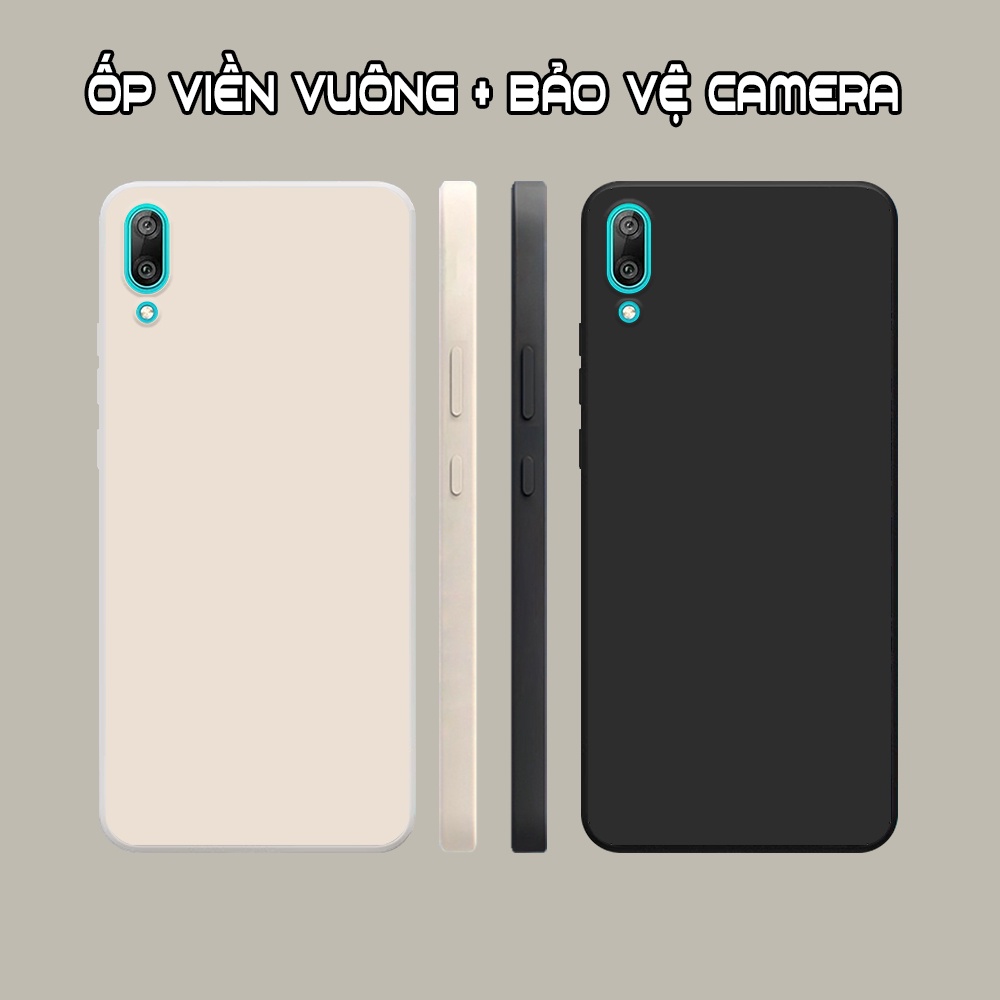 Ốp lưng Huawei Y7 Pro 2019 viền vuông TPU đen trơn chất lượng