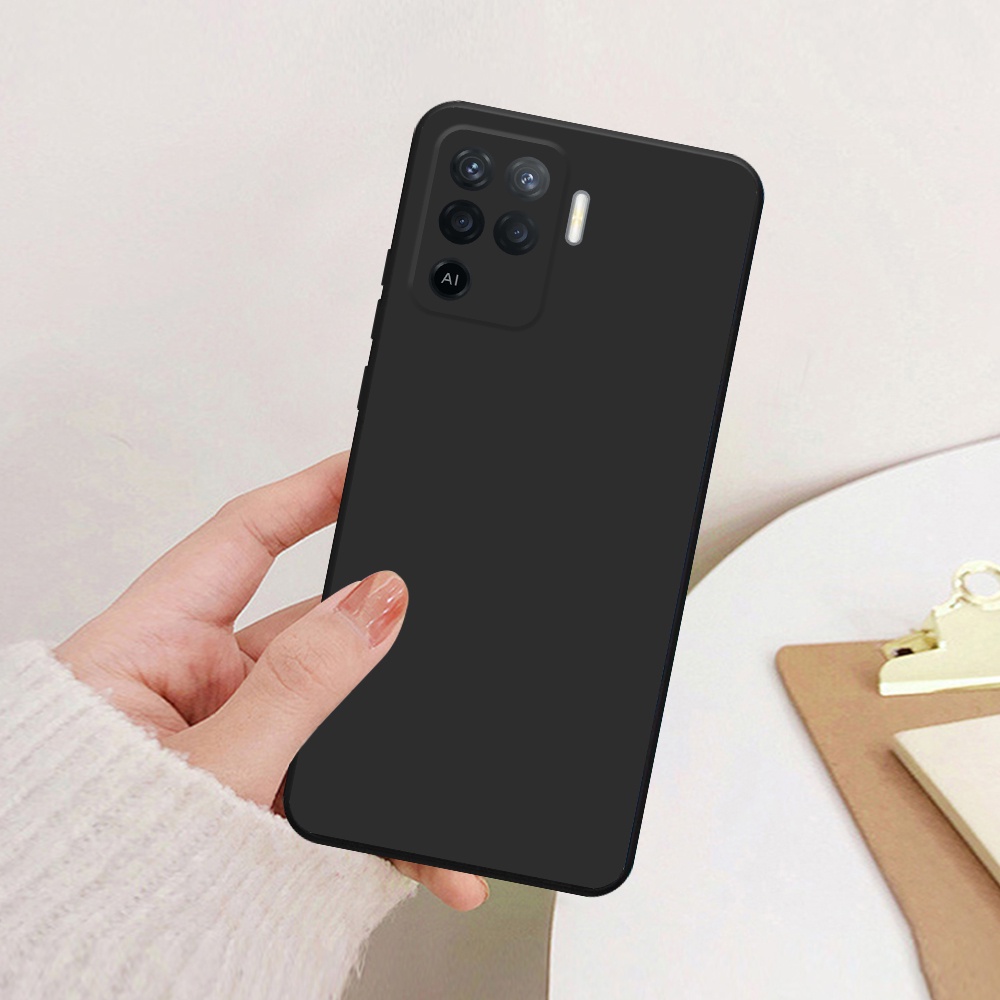 Ốp lưng Oppo A94 viền vuông TPU đen trơn chất lượng