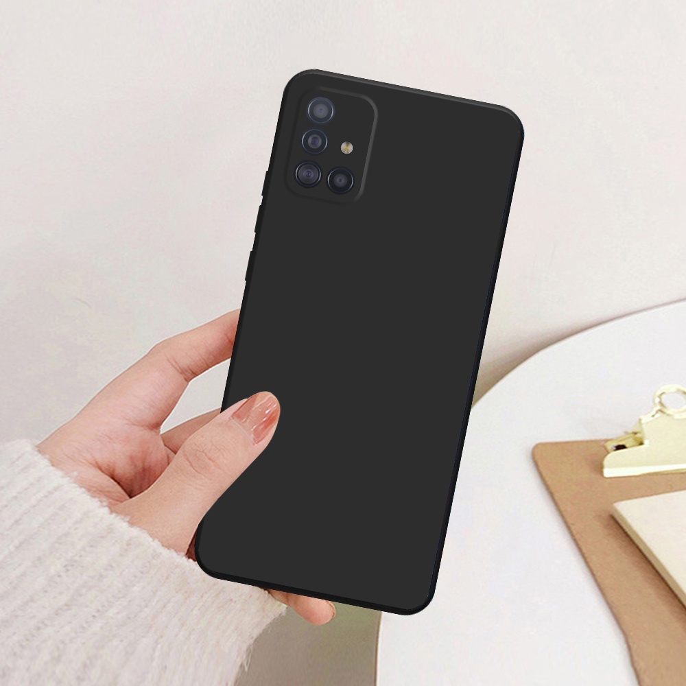 Ốp lưng Samsung A31 / A51 / A71 / M51 viền vuông TPU đen trơn chất lượng