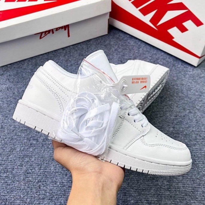Giày thể thao cổ thấp all white , giầy jd 1 low Trắng giày sneaker cao cấp nam nữ đầy đủ phụ kiện full size36-43