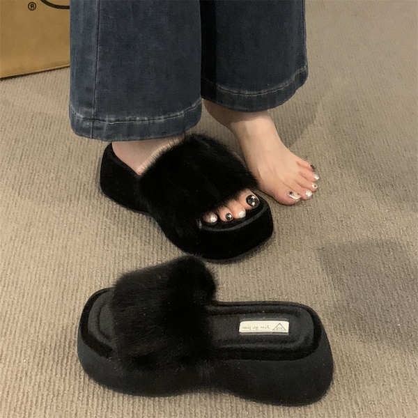 Dép Bông cotton Đế Dày Thời Trang Thu Đông 2023 Phong Cách Mới Cho Nữ