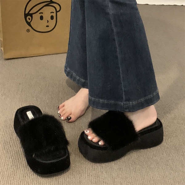 Dép Bông cotton Đế Dày Thời Trang Thu Đông 2023 Phong Cách Mới Cho Nữ
