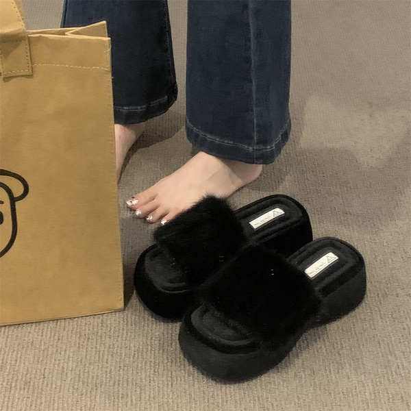 Dép Bông cotton Đế Dày Thời Trang Thu Đông 2023 Phong Cách Mới Cho Nữ