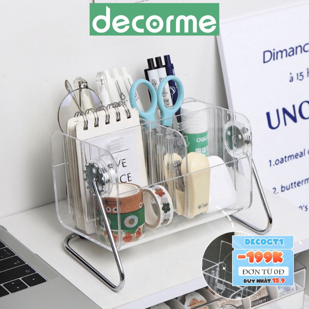 Khay đựng Bút đồ dùng học tập, điều khiển máy lạnh để bàn Decorme chân giá kim loại