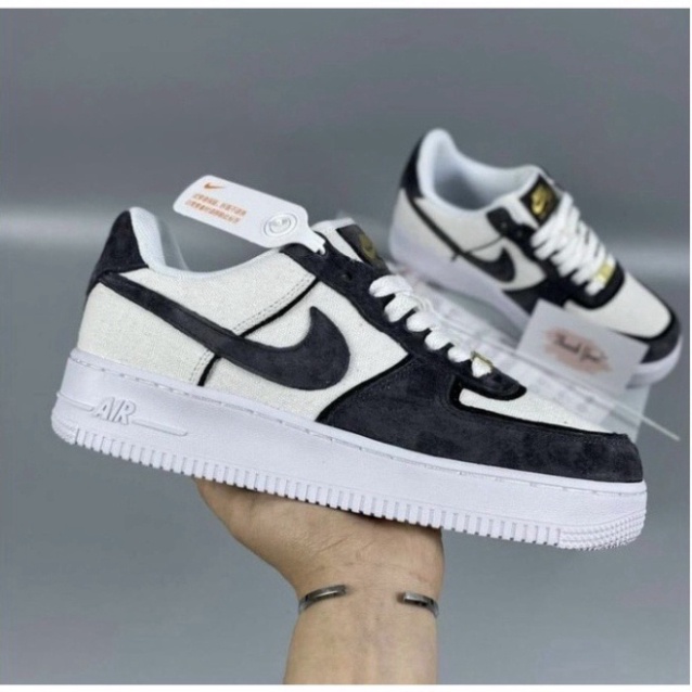 Giày thể thao_Nike_ Af1 Xám Lông Chuột  giầy  Af1 Custom Xám trắng Canvas giày nam nữ cao cấp đầy đủ phụ kiện full size