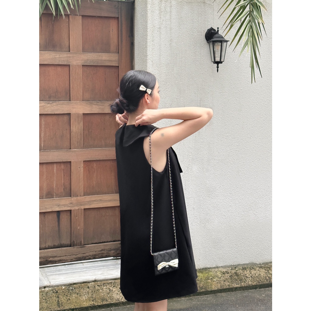 Sadie dress váy xinh form babydoll cổ sen nơ đính đá ngọc cộc tay tiểu thư AGUJA